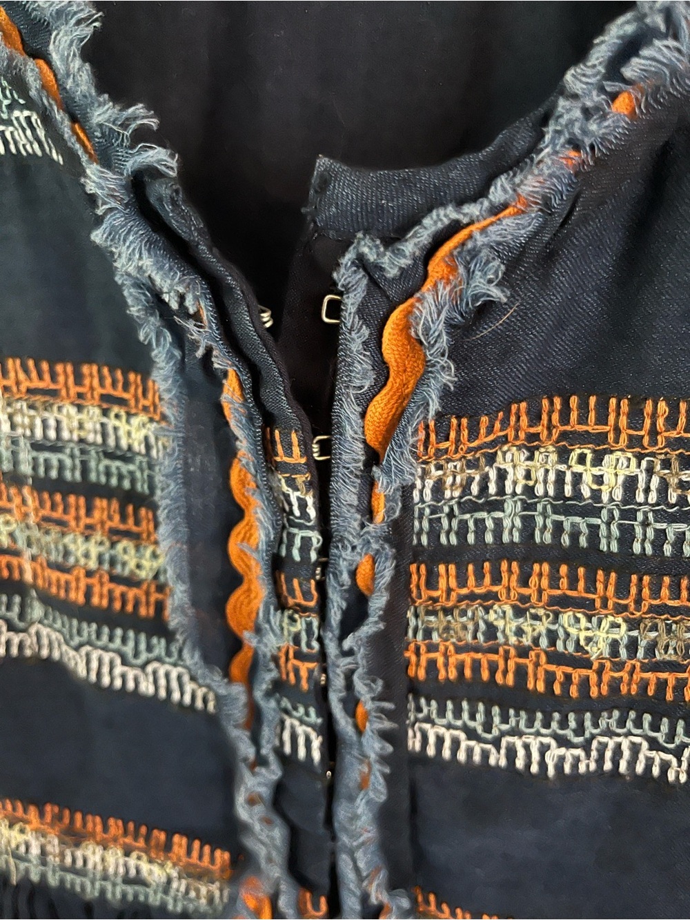 SFERRA Navy Boho Top with Orange Accents - Picture 5 of 5